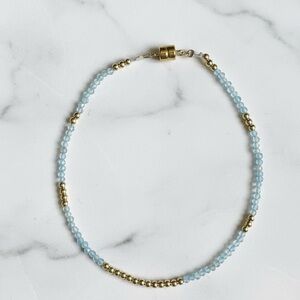 Dainty Gold Filled & Light Blue Topaz Bracelet w/ Gold Filled Magnetic Clasp